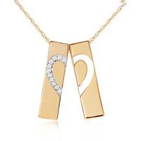 Diamond Split Heart Pendant Necklace in 9ct Gold