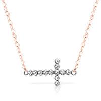 Diamond Cross Pendant Necklace in 9ct Rose Gold