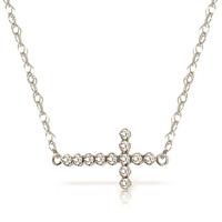 diamond cross pendant necklace in 9ct white gold