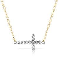 Diamond Cross Pendant Necklace in 9ct Gold