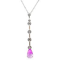 diamond and pink topaz pendant necklace in 9ct gold