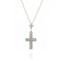 diamond cross pendant necklace in 9ct white gold