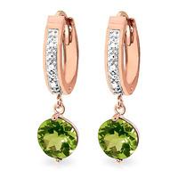 Diamond and Peridot Huggie Earrings in 9ct Rose Gold