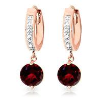 Diamond and Garnet Huggie Earrings in 9ct Rose Gold