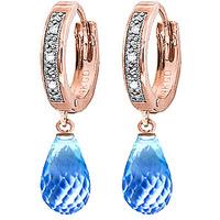 diamond and blue topaz earrings in 9ct rose gold