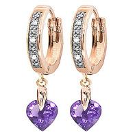 Diamond and Amethyst Earrings in 9ct Rose Gold