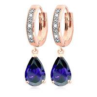 diamond and sapphire droplet huggie earrings in 9ct rose gold