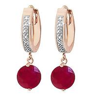 diamond and ruby huggie earrings in 9ct rose gold