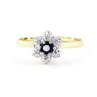 diamond and sapphire wildflower cluster ring in 9ct gold