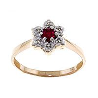 Diamond and Ruby Wildflower Cluster Ring in 9ct Gold