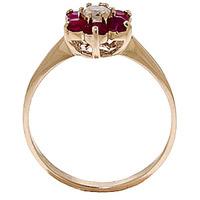 Diamond and Ruby Wildflower Cluster Ring in 9ct Gold