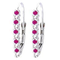 Diamond and Ruby Laced Stem Drop Earrings in 9ct White Gold