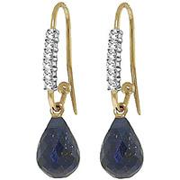 diamond and sapphire laced stem drop earrings in 9ct gold