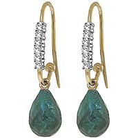 Diamond and Emerald Laced Stem Drop Earrings in 9ct Gold