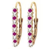 Diamond and Ruby Laced Stem Drop Earrings in 9ct Gold