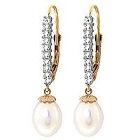 Diamond and Pearl Drop Earrings in 9ct Gold