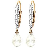 Diamond and White Topaz Laced Stem Drop Earrings in 9ct Gold