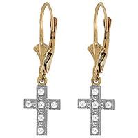 Diamond Cross Drop Earrings in 9ct Gold