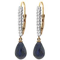 Diamond and Sapphire Laced Stem Drop Earrings in 9ct Gold