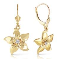 Diamond Flower Star Drop Earrings in 9ct Gold