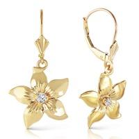 diamond flower star drop earrings in 9ct gold