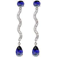 Diamond and Sapphire Drop Earrings in 9ct White Gold