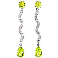 Diamond and Peridot Drop Earrings in 9ct White Gold