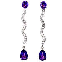 Diamond and Amethyst Drop Earrings in 9ct White Gold