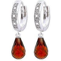 Diamond and Garnet Earrings in 9ct White Gold