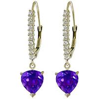 Diamond and Amethyst Laced Drop Earrings in 9ct White Gold
