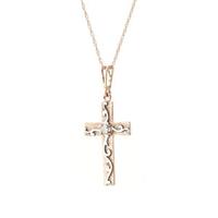 diamond cross pendant necklace in 9ct rose gold