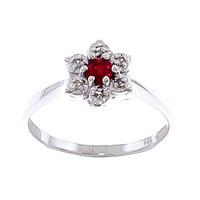 diamond and ruby wildflower cluster ring in 9ct white gold