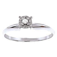 Diamond Crown Solitaire Ring in 9ct White Gold