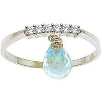 Diamond and Blue Topaz Ring in 9ct White Gold