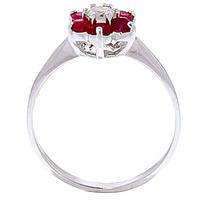 diamond and ruby wildflower cluster ring in 9ct white gold