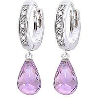 Diamond and Amethyst Earrings in 9ct White Gold