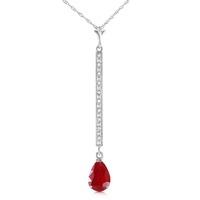 Diamond and Ruby Bar Pendant Necklace in 9ct White Gold