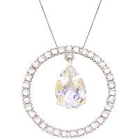 Diamond and White Topaz Circle of Life Pendant Necklace in 9ct White Gold