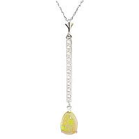 diamond and opal bar pendant necklace in 9ct white gold