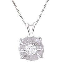 diamond illusion set pendant necklace in 9ct white gold