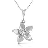 Diamond Flower Petal Pendant Necklace in 9ct White Gold