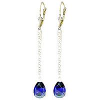 Diamond and Sapphire Bar Drop Earrings in 9ct White Gold