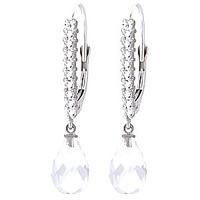 diamond and white topaz laced stem drop earrings in 9ct white gold