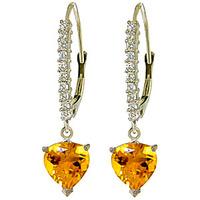 Diamond and Citrine Laced Drop Earrings in 9ct White Gold