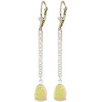 Diamond and Opal Bar Drop Earrings in 9ct White Gold