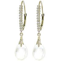 Diamond and White Topaz Droplet Earrings in 9ct White Gold