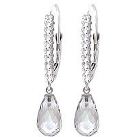 Diamond and Green Amethyst Laced Stem Drop Earrings in 9ct White Gold