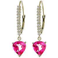 diamond and pink topaz laced drop earrings in 9ct white gold