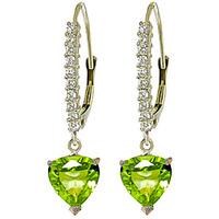 Diamond and Peridot Laced Drop Earrings in 9ct White Gold