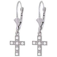 Diamond Cross Drop Earrings in 9ct White Gold